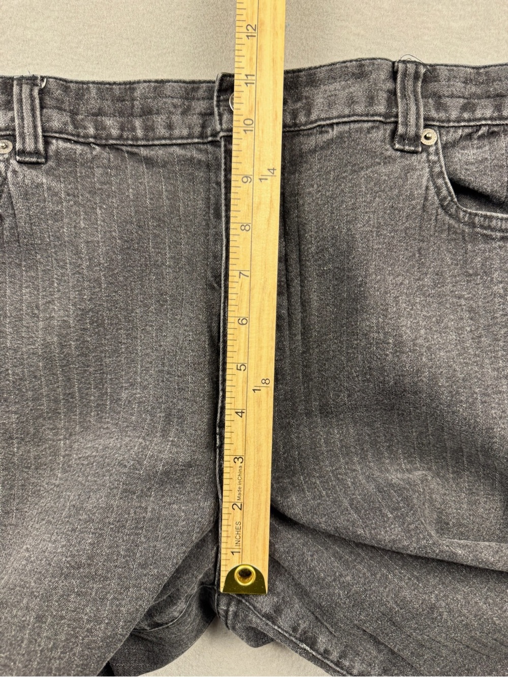 Lauren Jeans Co Gray White Pinstripe Womens 16 Straight Leg Denim Ralph Lauren - Picture 11 of 14